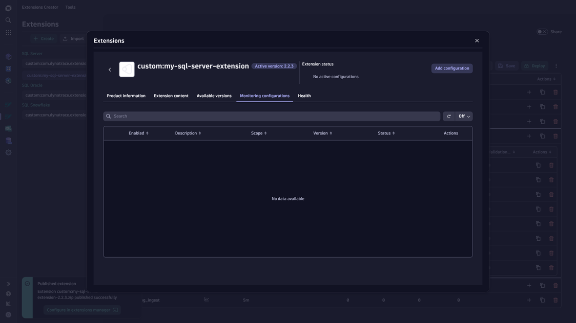 Custom Extensions Creator monitoring & observability | Dynatrace Hub