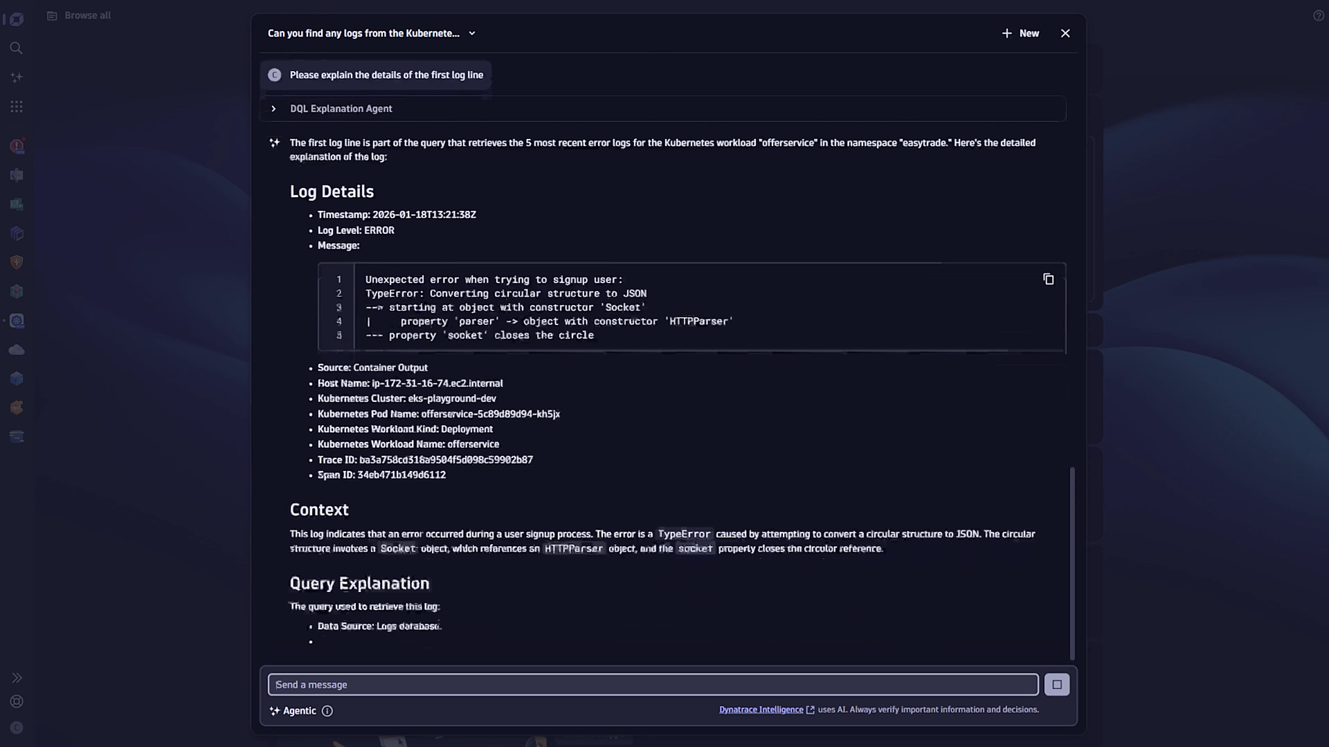 Instantly comprehend the meaning, potential cause, and next steps, without requiring domain knowledge.