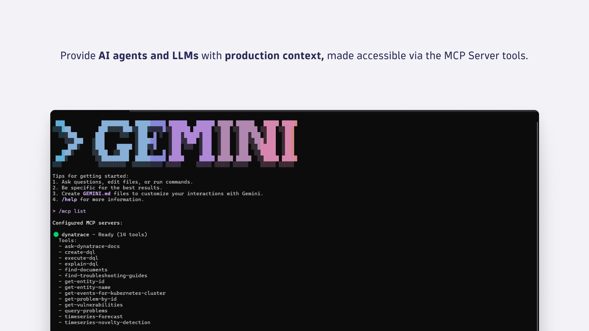 Provide production context to widely used LLMs and AI agents via the MCP Server tools