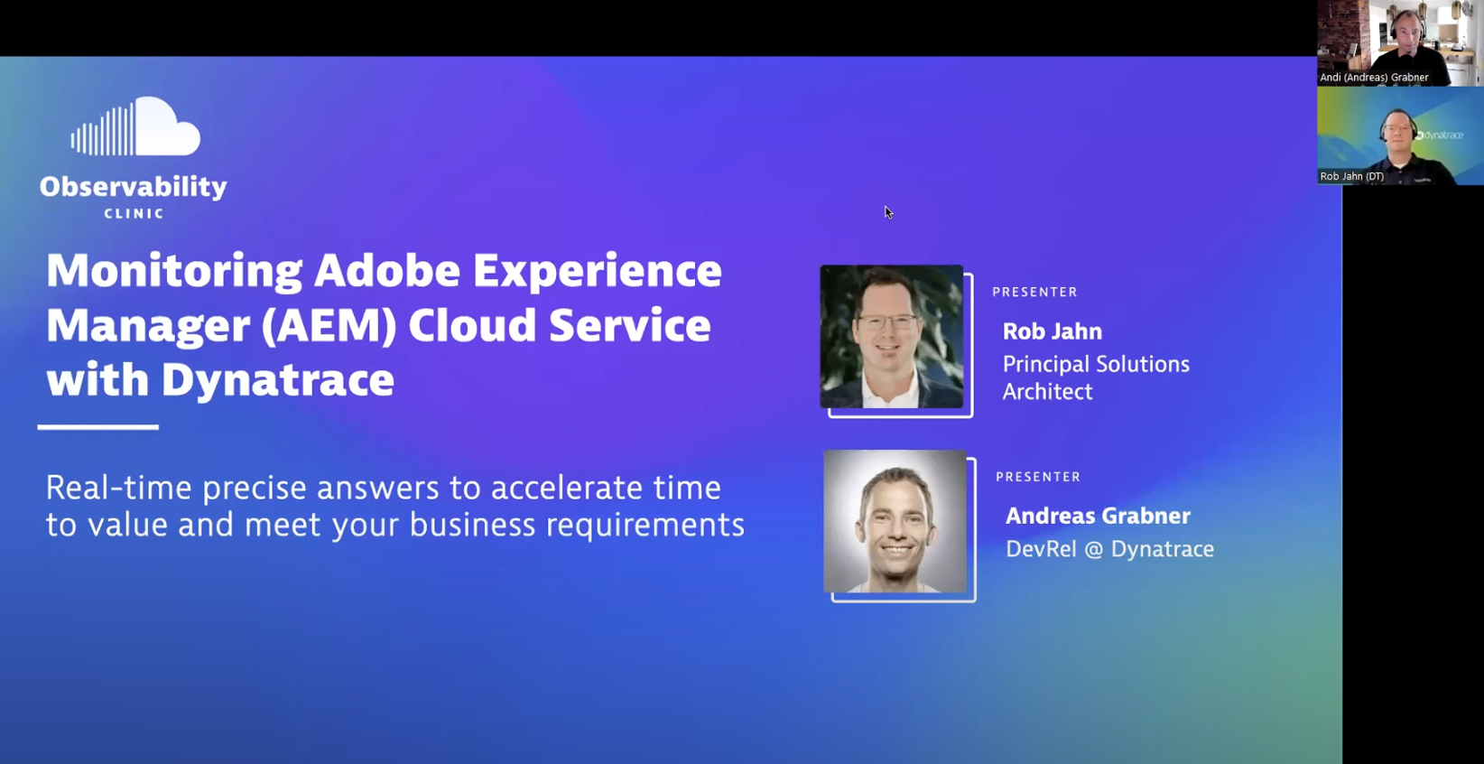 Monitoring Adobe Experience Manager Cloud Service with Dynatrace- Observability Clinic series on YouTube