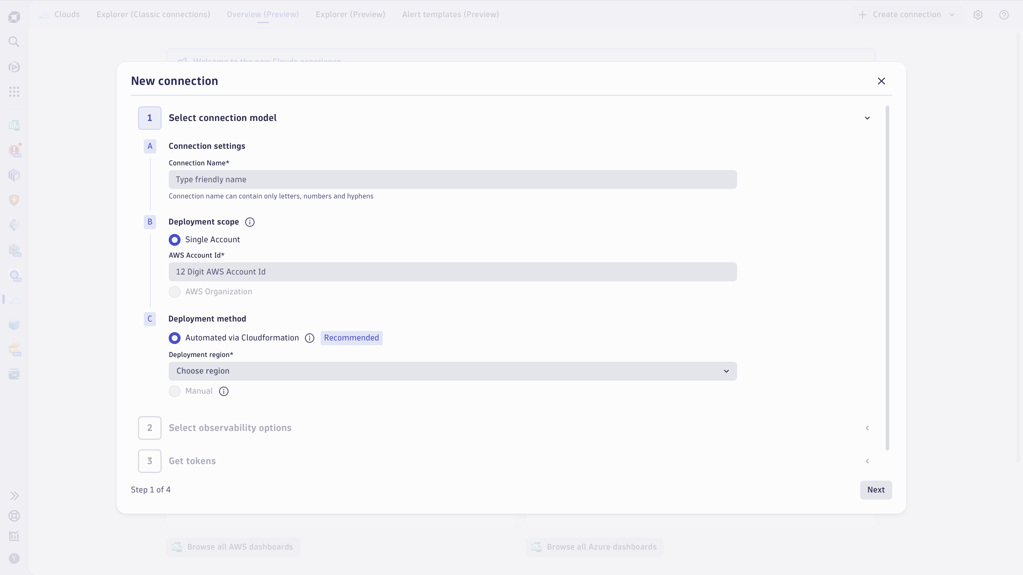 New connection setup