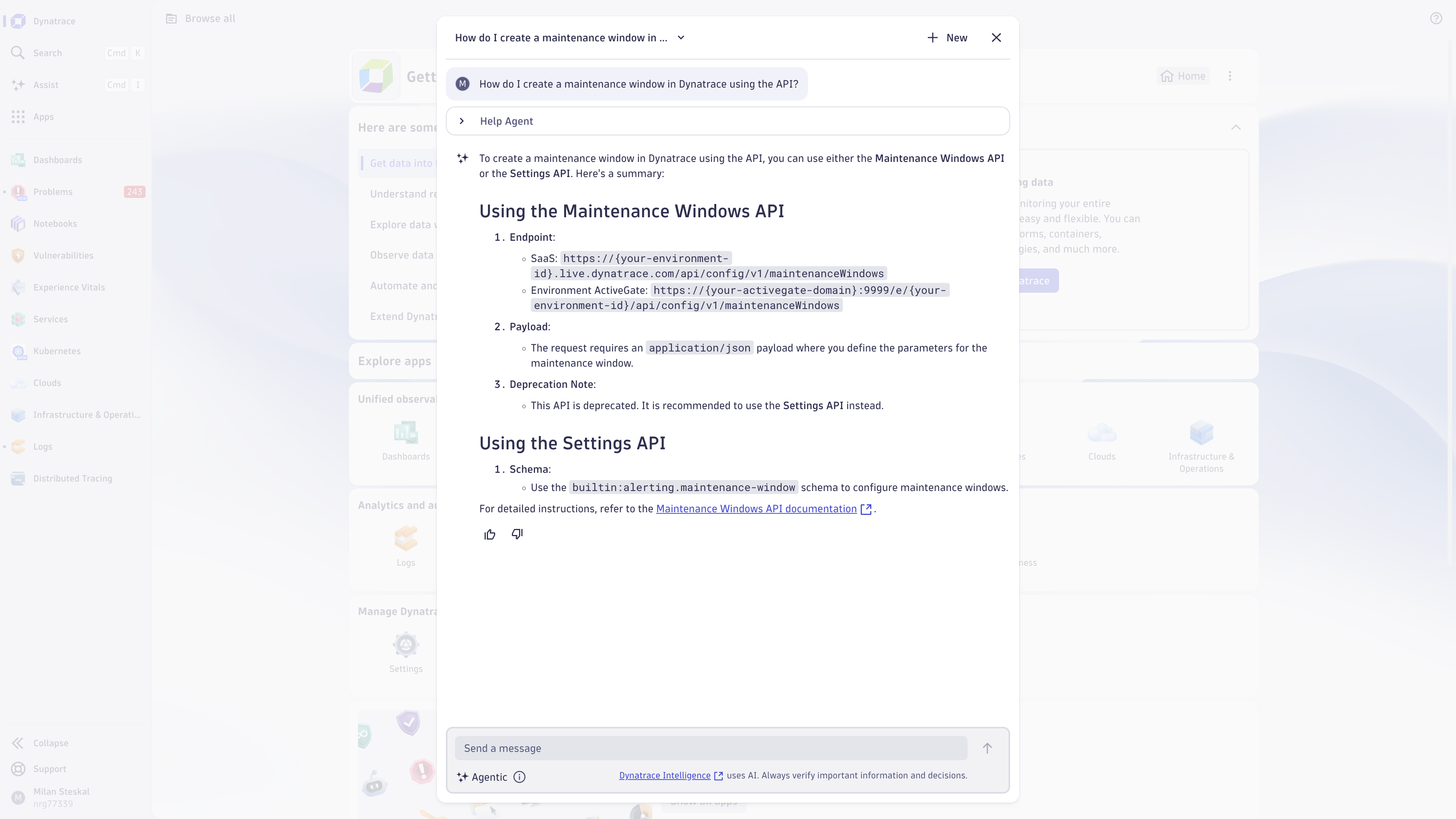 Get in-context assistance to help with advanced Dynatrace usage and configuration topics.