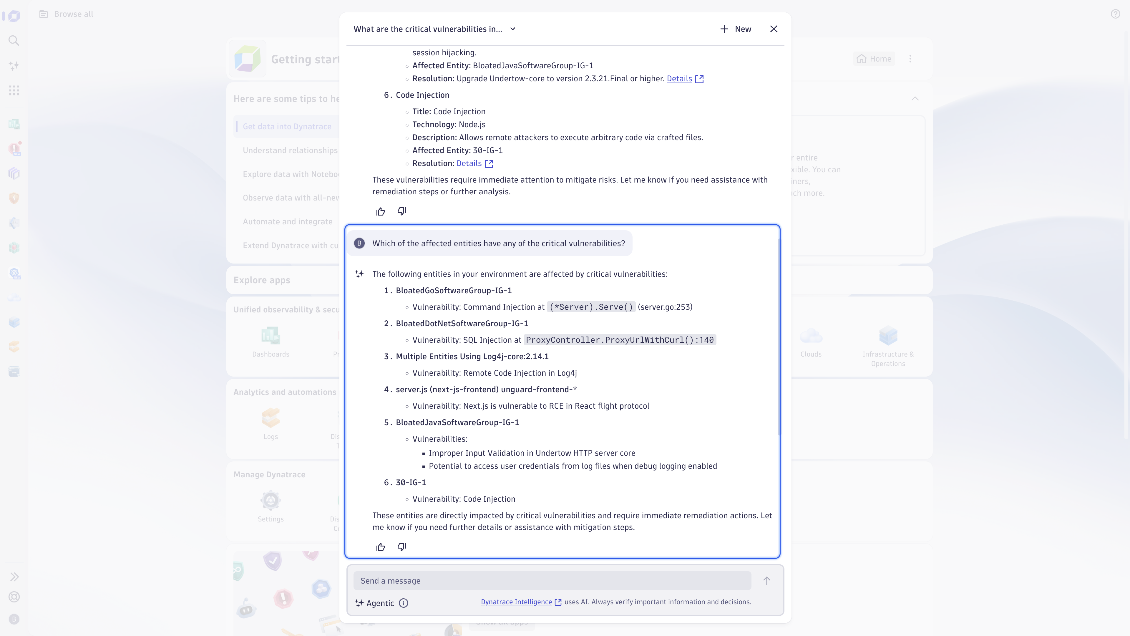 Show which of the affected entities have critical vulnerabilities.