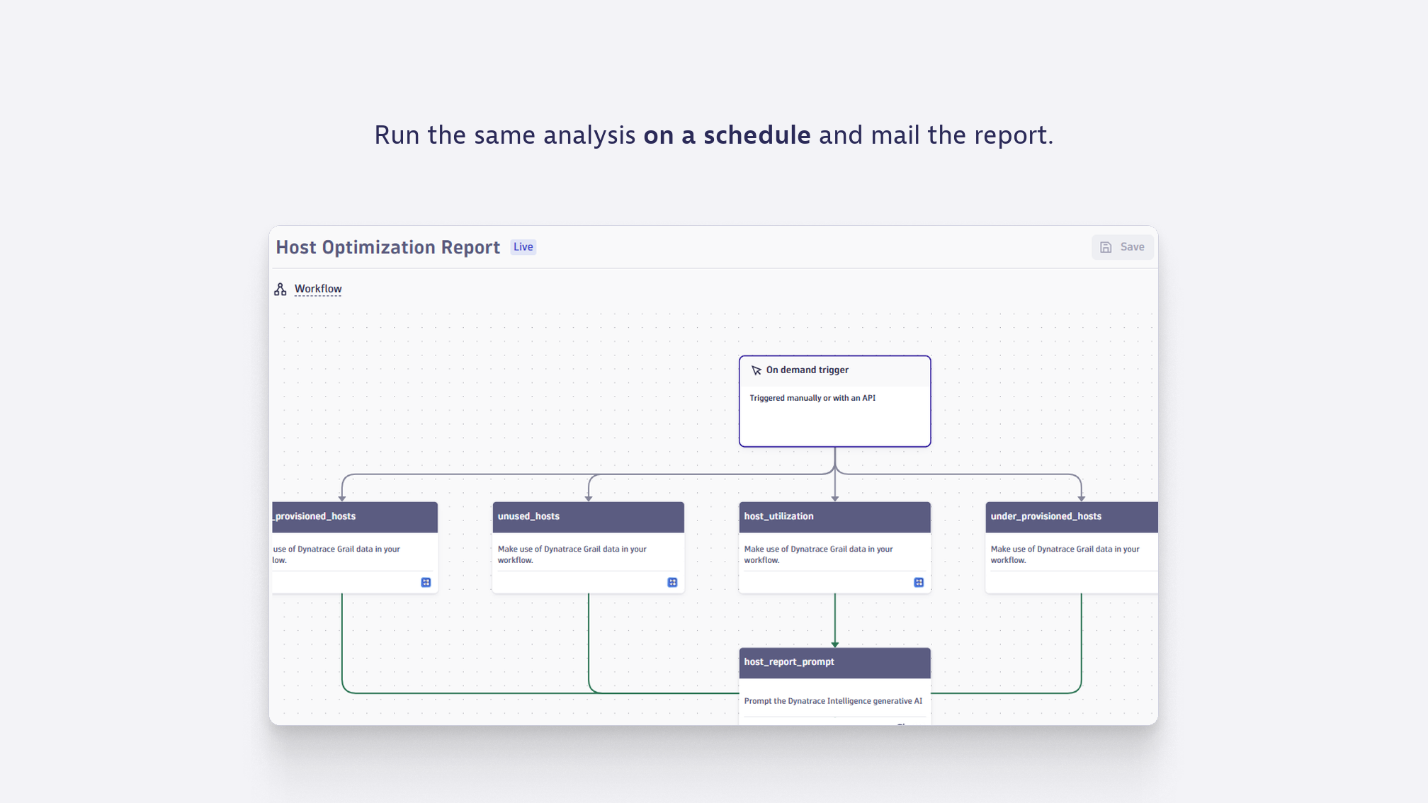 Run the same analysis on a schedule and mail the report.