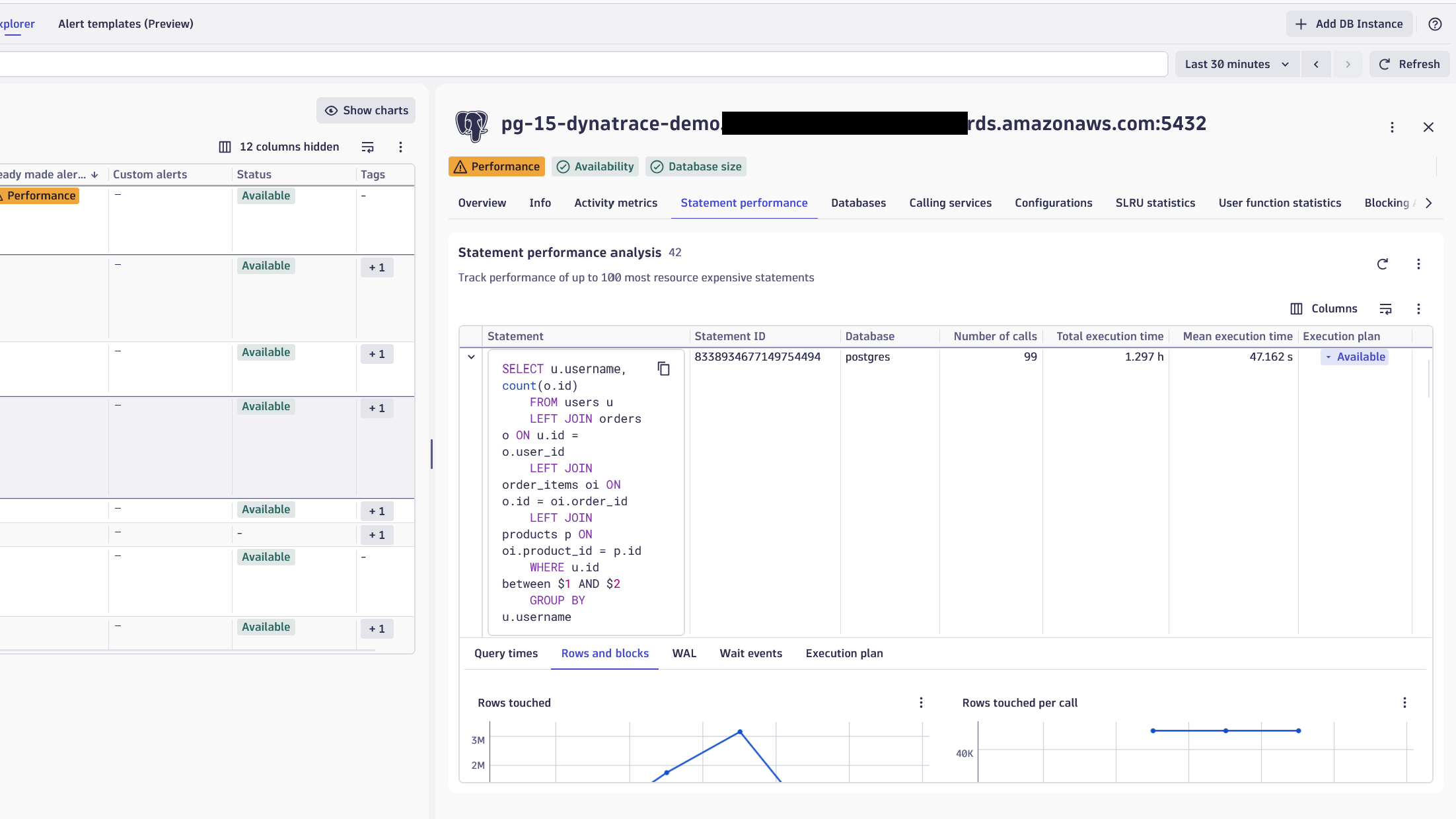 Analyze top SQL statements and deep dive into your most impactful queries.