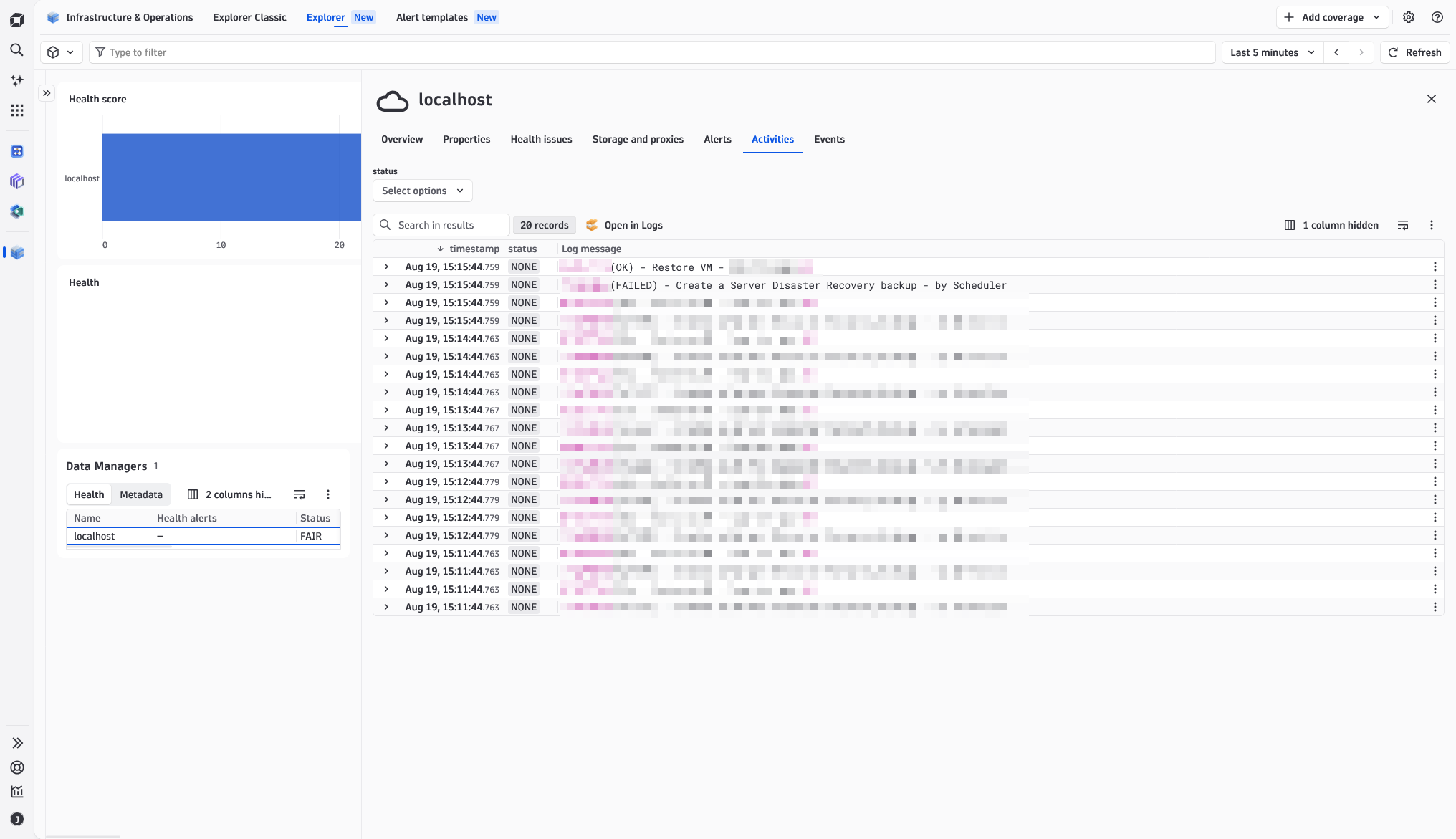 System activities timeline