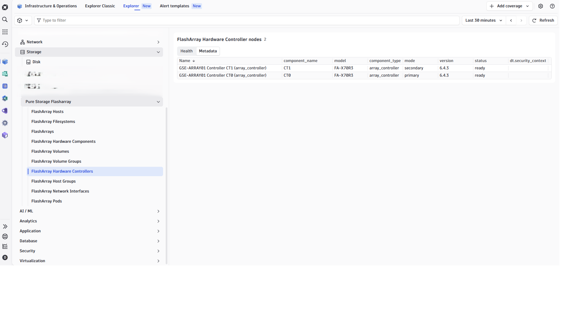 Pure Storage FlashArray Hardware Controller Inventory