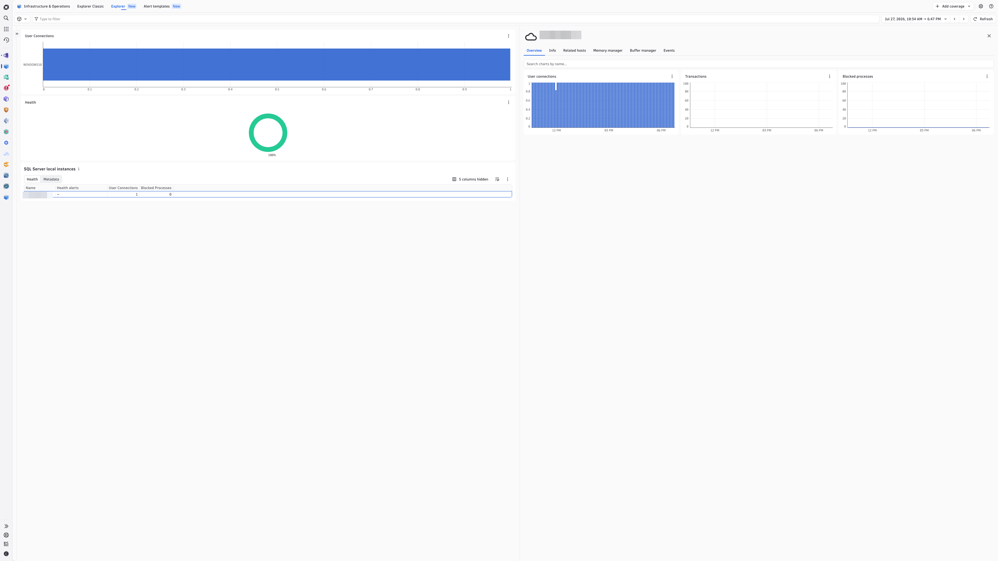 Instance overview screen in the Infrastructure & Operations app, with Smartscape on Grail.