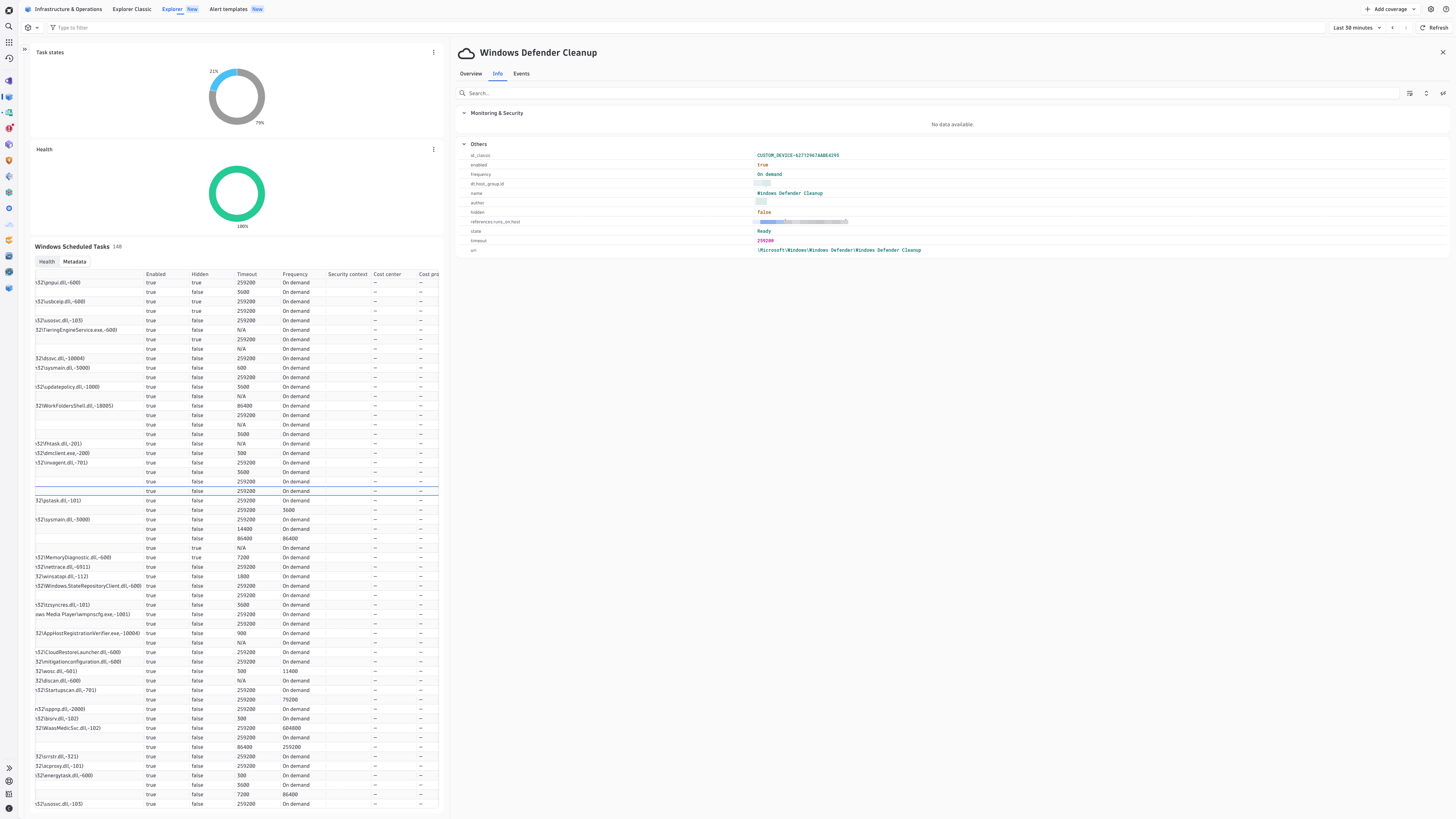 Make use of the Infrastructure & Operations screens to explore all scheduled tasks in your environment.