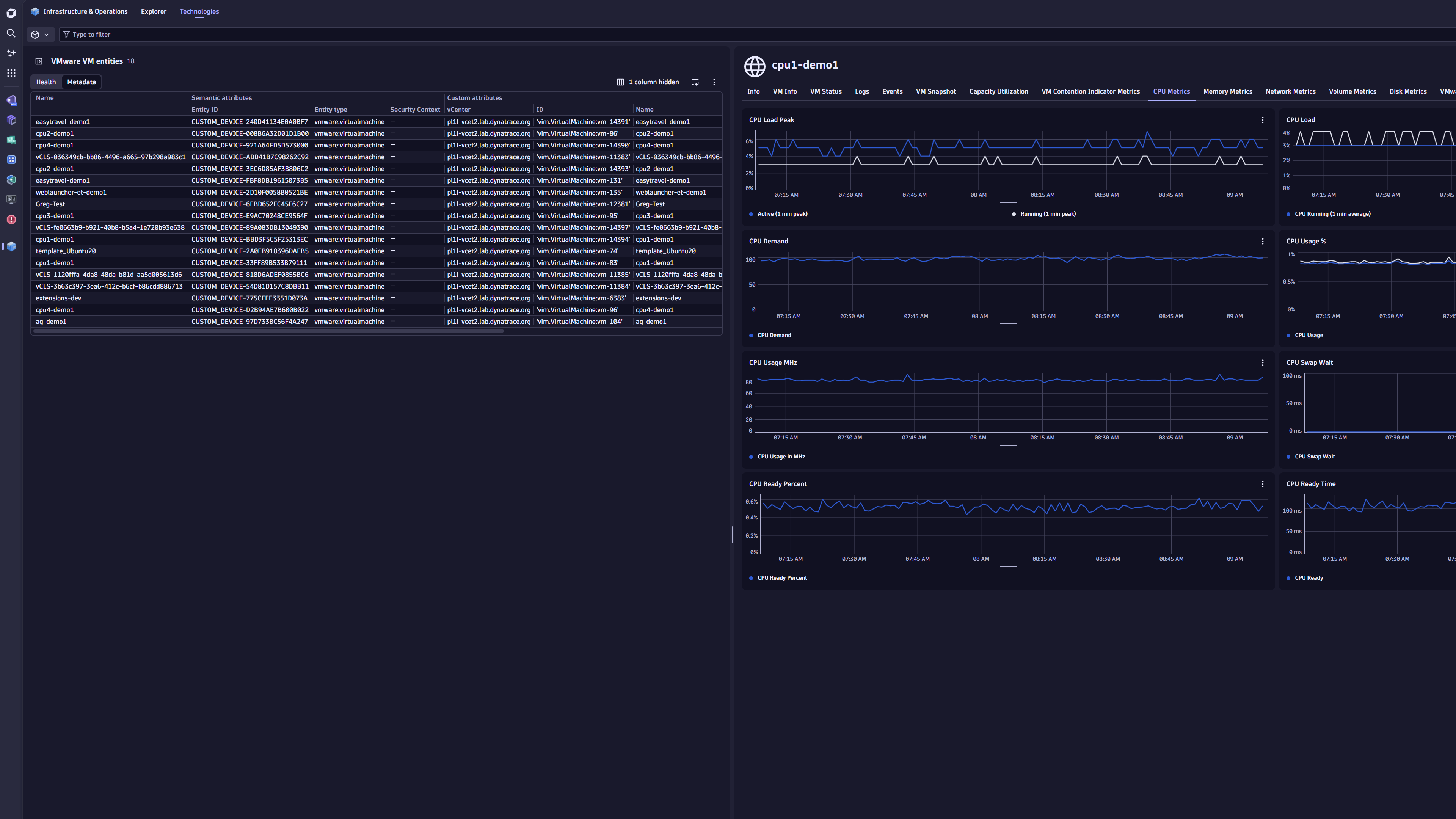 List of the VMs that are monitored