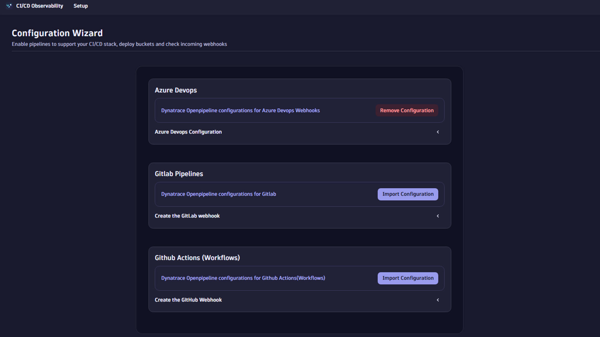 Follow the instructions to setup the webhooks for the chosen provider