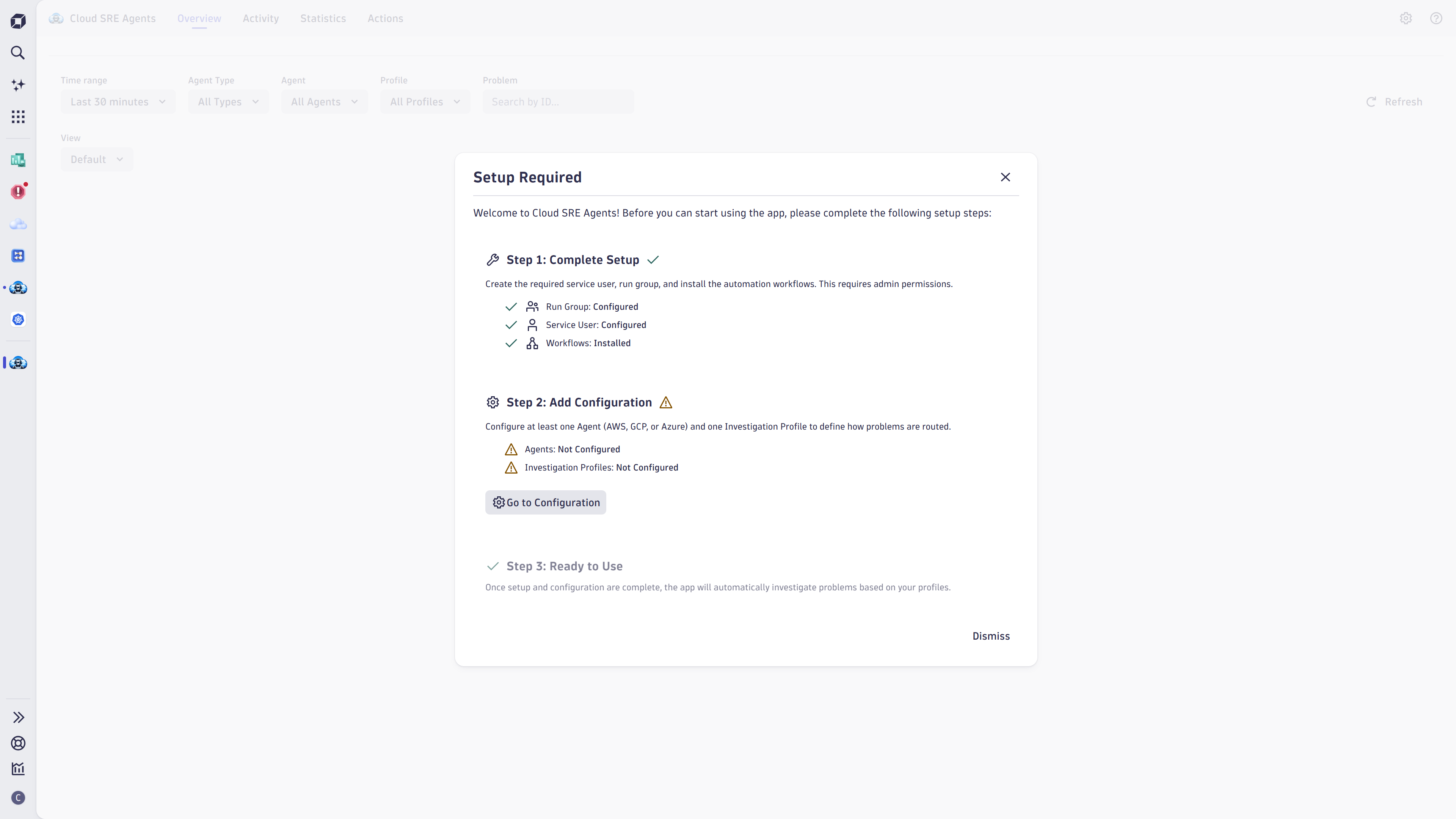 Setup wizard guiding admin through the initial setup process