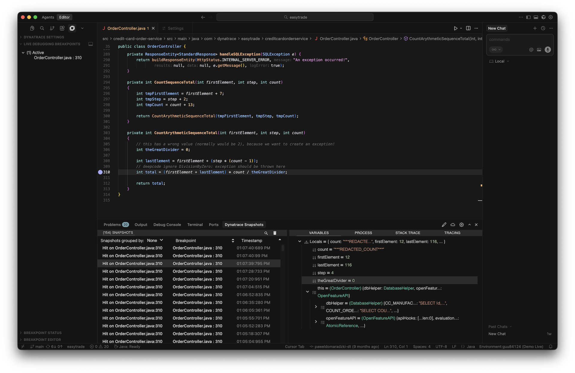 Real-time code-level snapshot in Cursor IDE