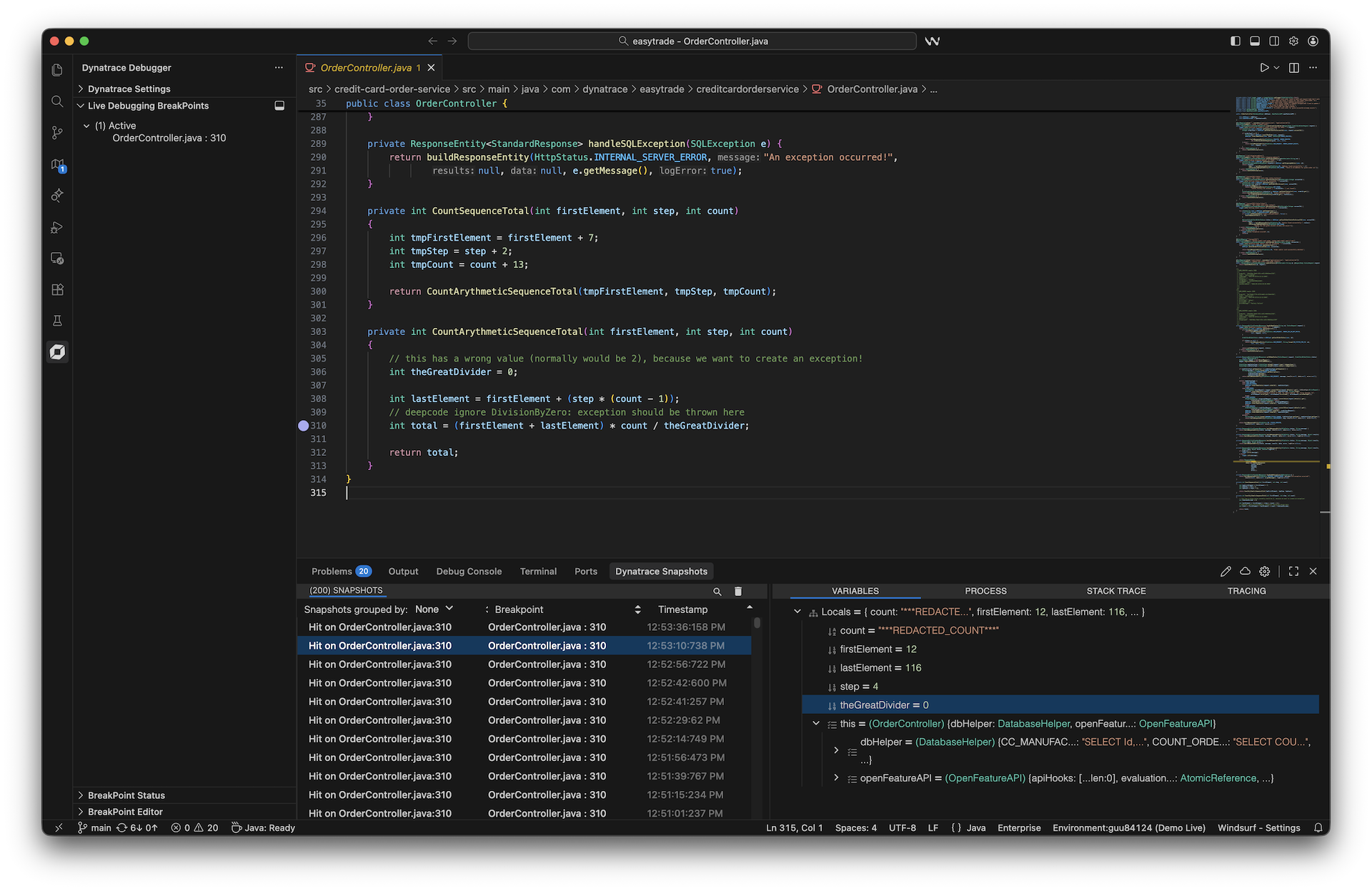 Real-time code-level snapshot in Windsurf IDE