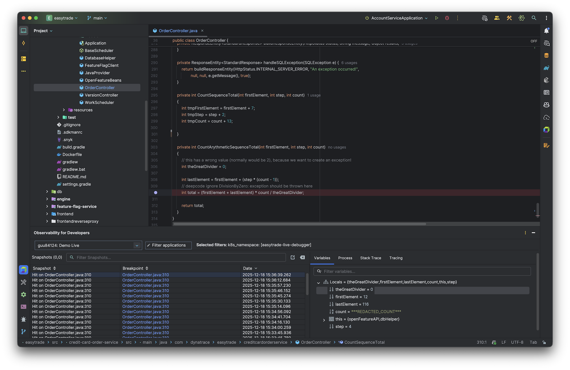 Real-time code-level data snapshot in IntelliJ IDEA
