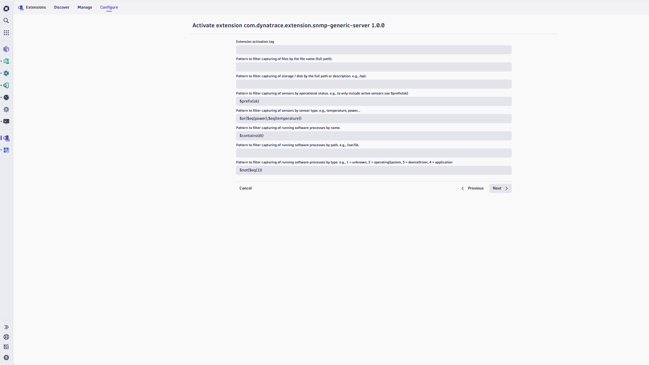 Configuration filtering examples