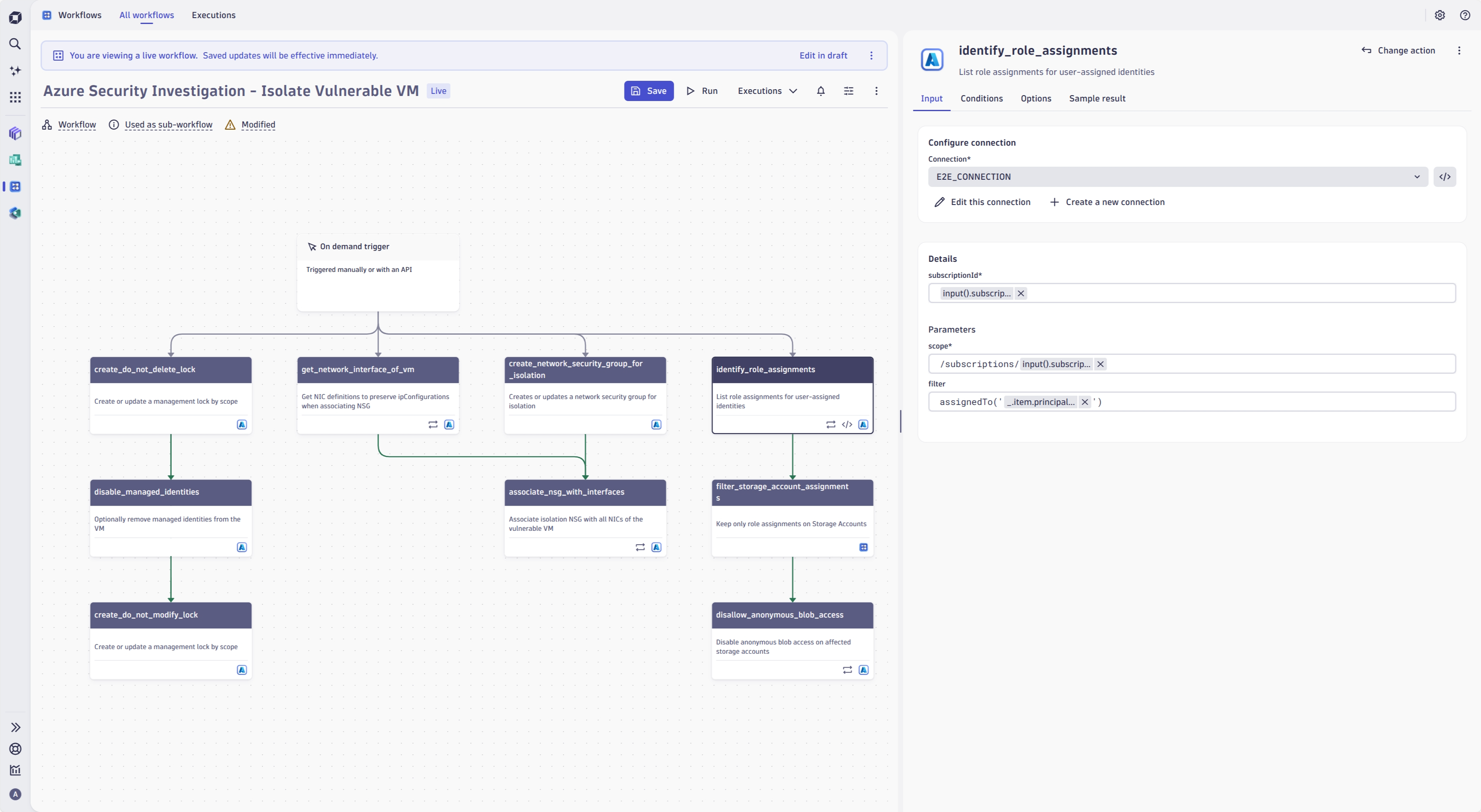 Combine Dynatrace application vulnerability with Azure Connector, and isolate vulnerable VM: manage identities, isolate network interfaces and more.