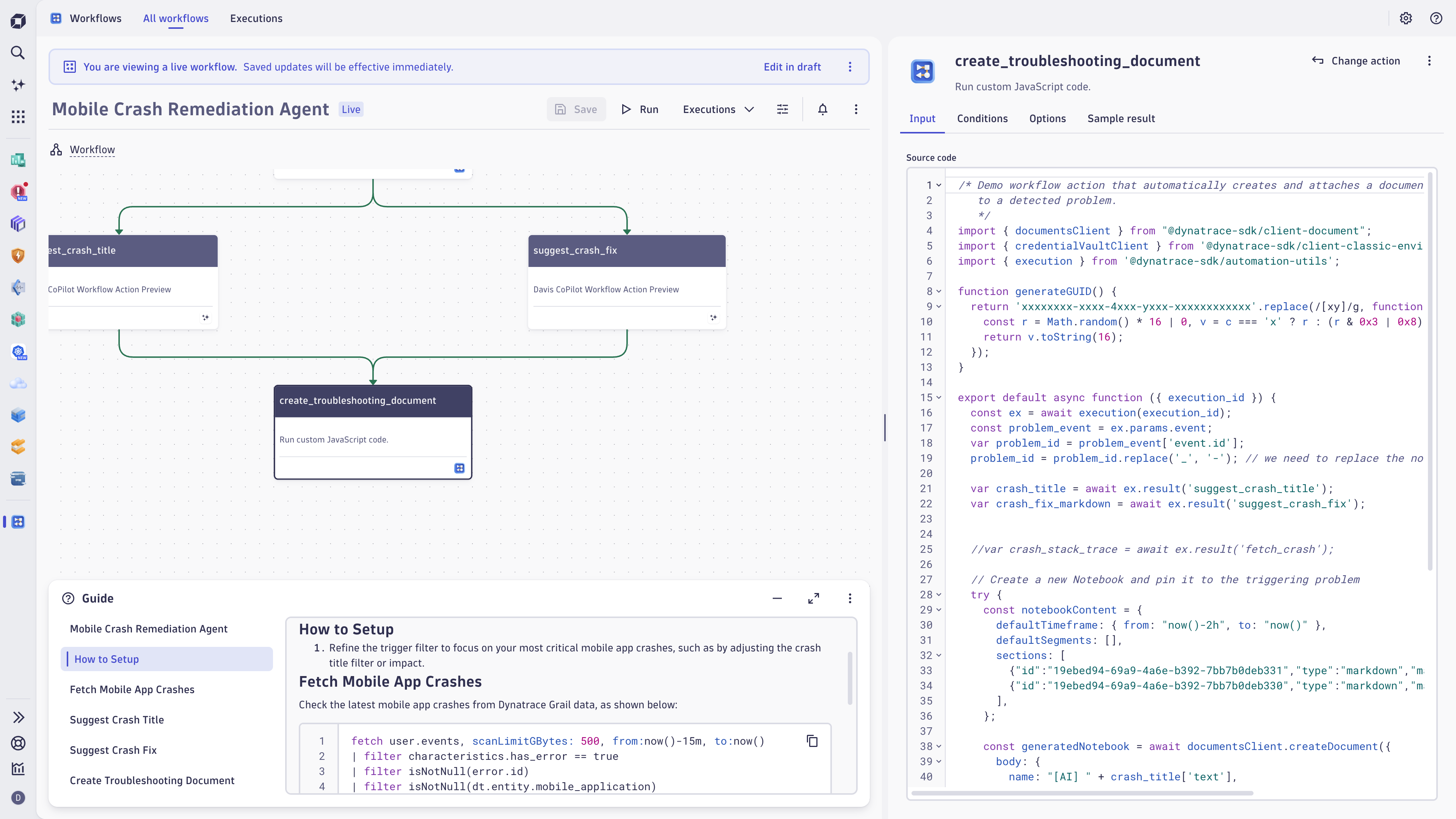 Mobile crash analysis workflow