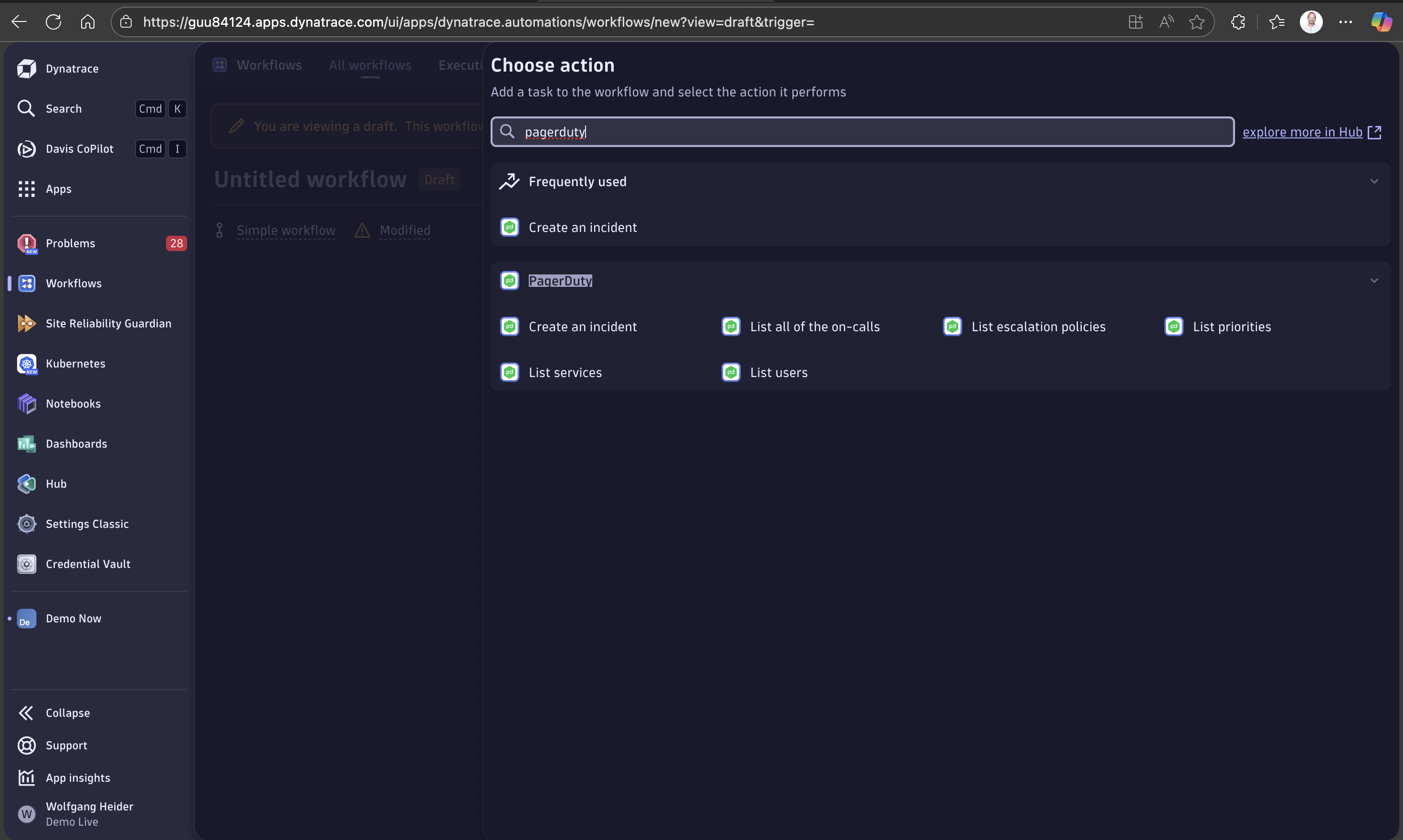 Seamlessly choose Pagerduty workflows