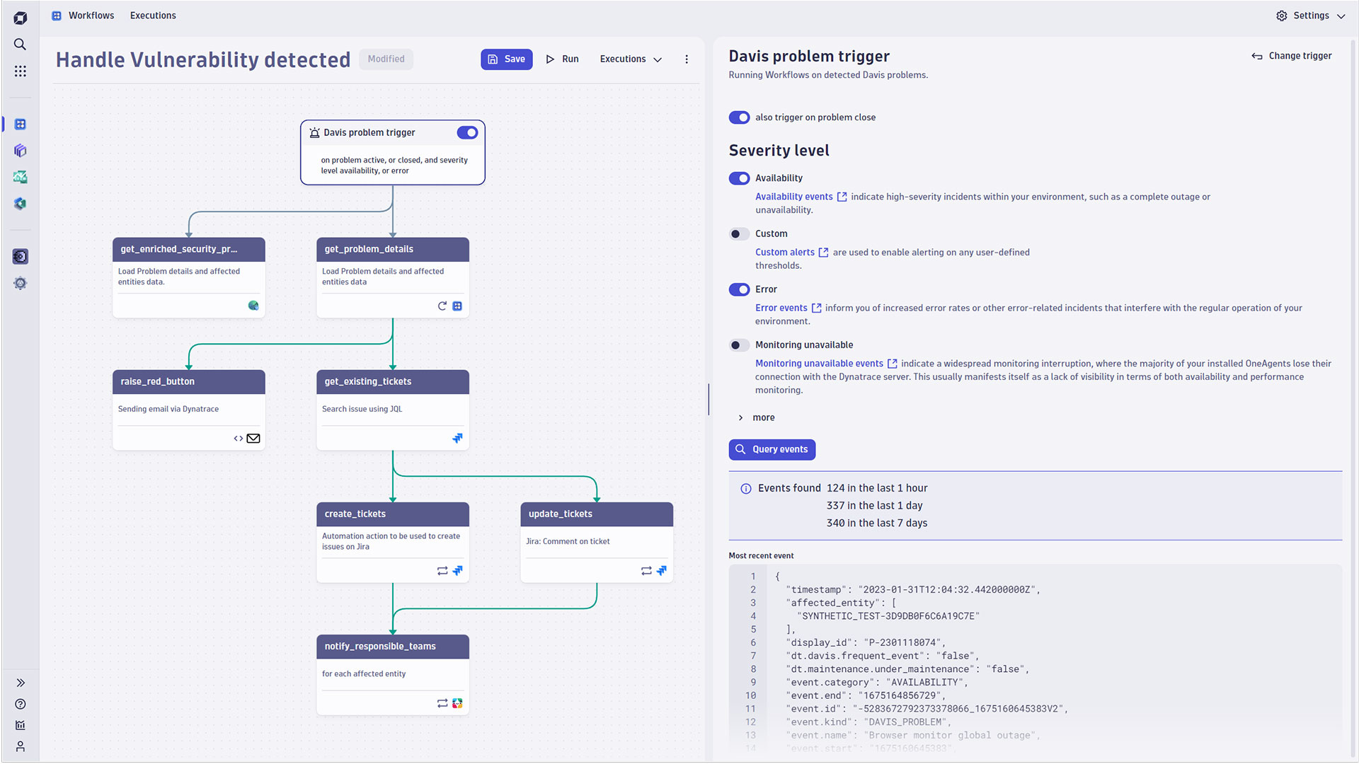 Use built-in triggers - run workflows whenever Dynatrace Intelligence identifies Problems.