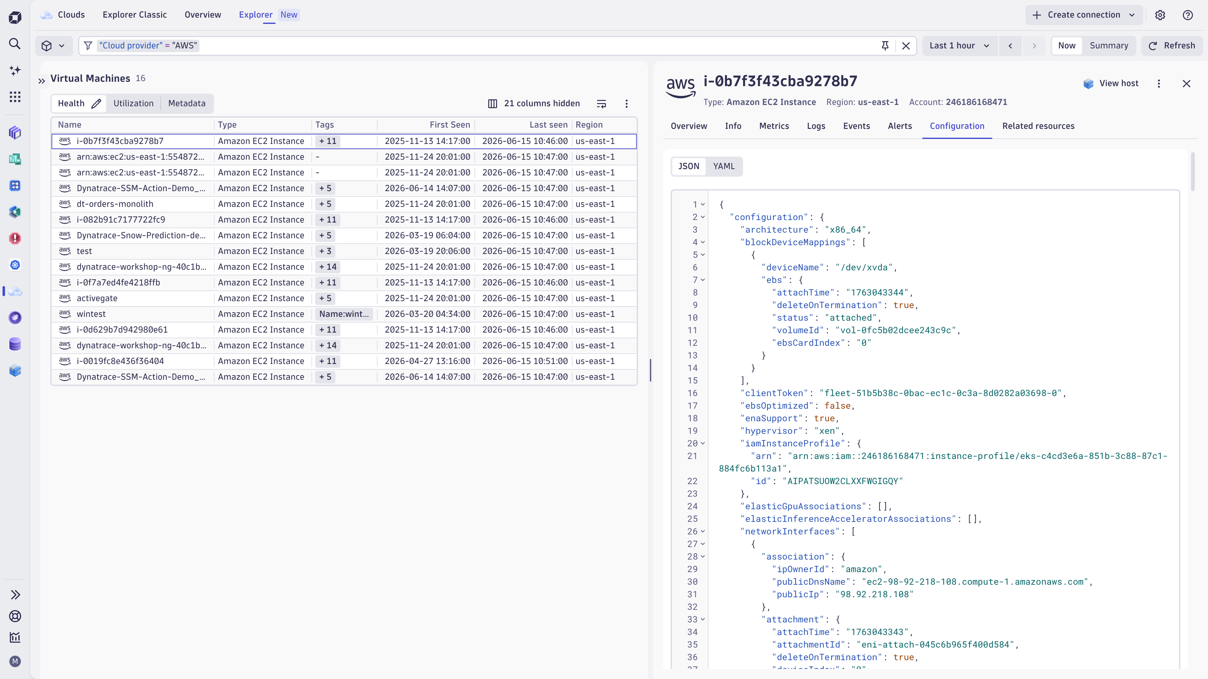 See full configuration details of cloud services