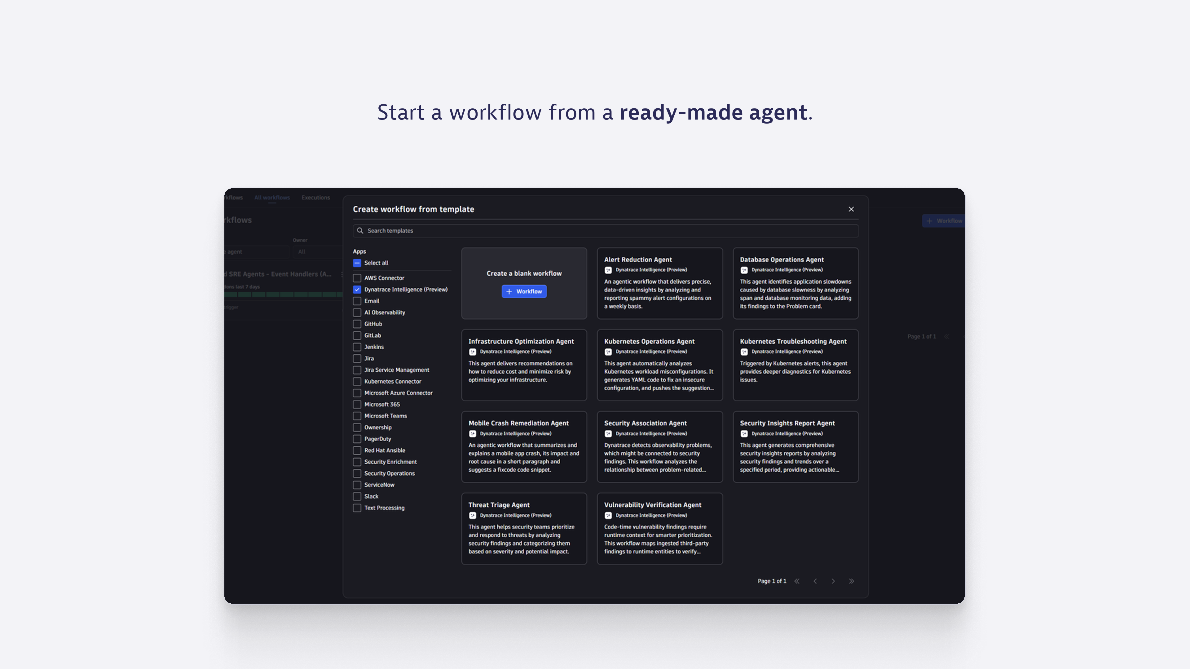 Start a workflow from a ready-made agent.