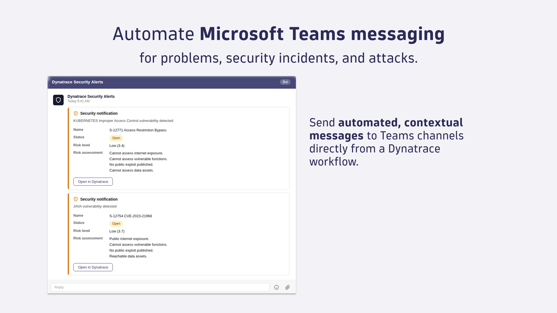 Get automated, contextual messages into your Teams channels directly from a Dynatrace workflow