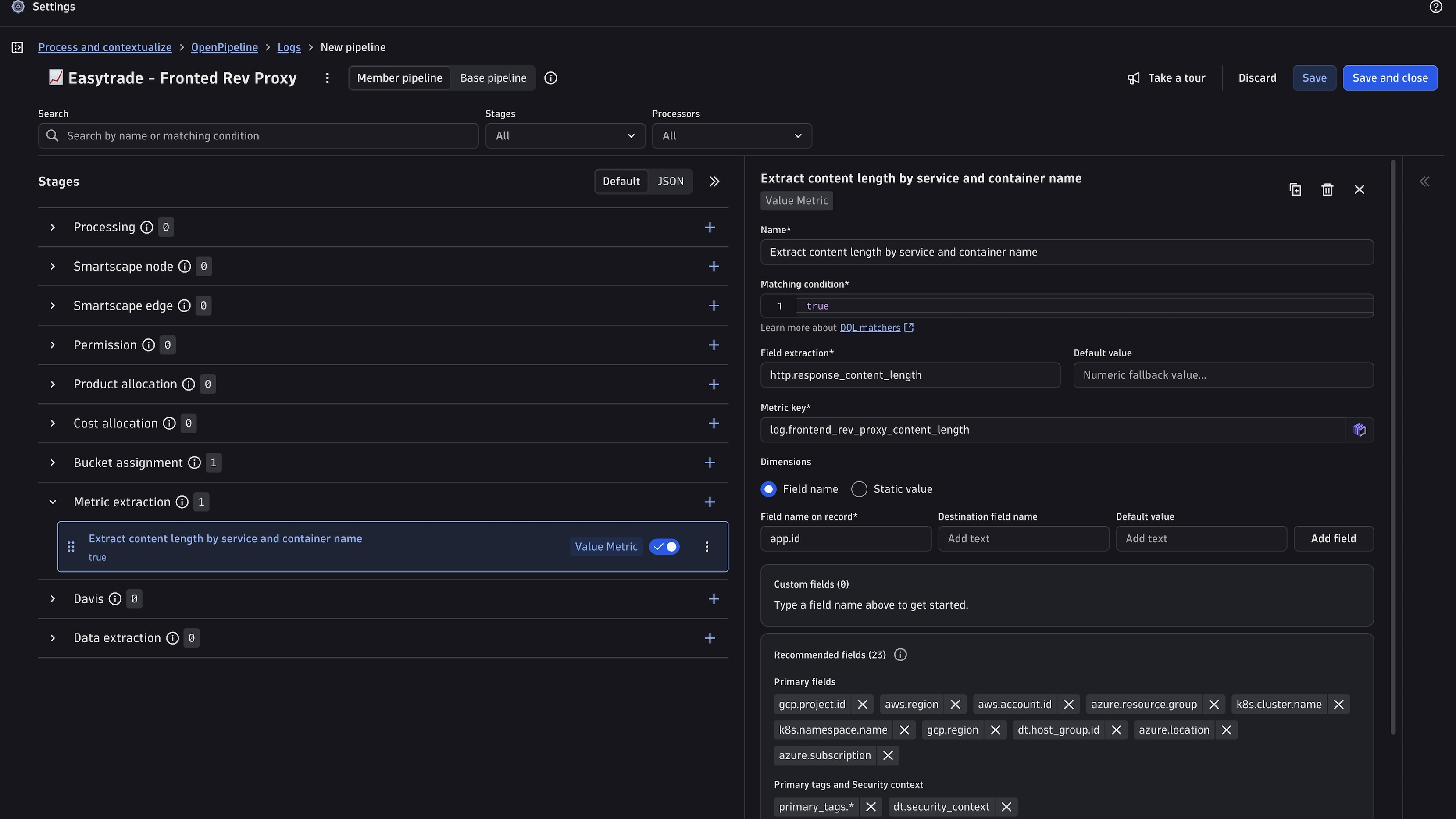 Extract metrics from your log record.