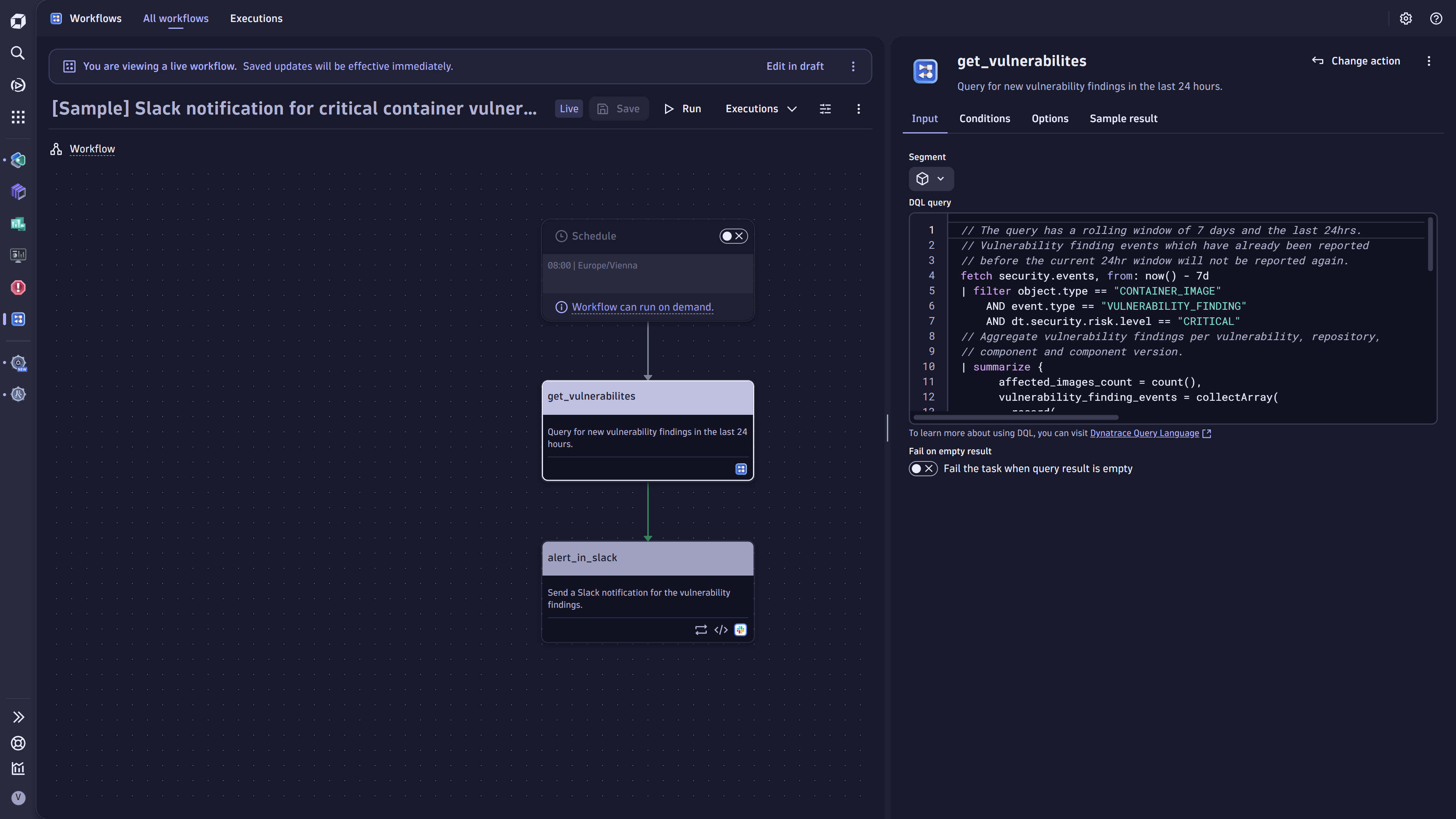 Security findings generic sample workflow.