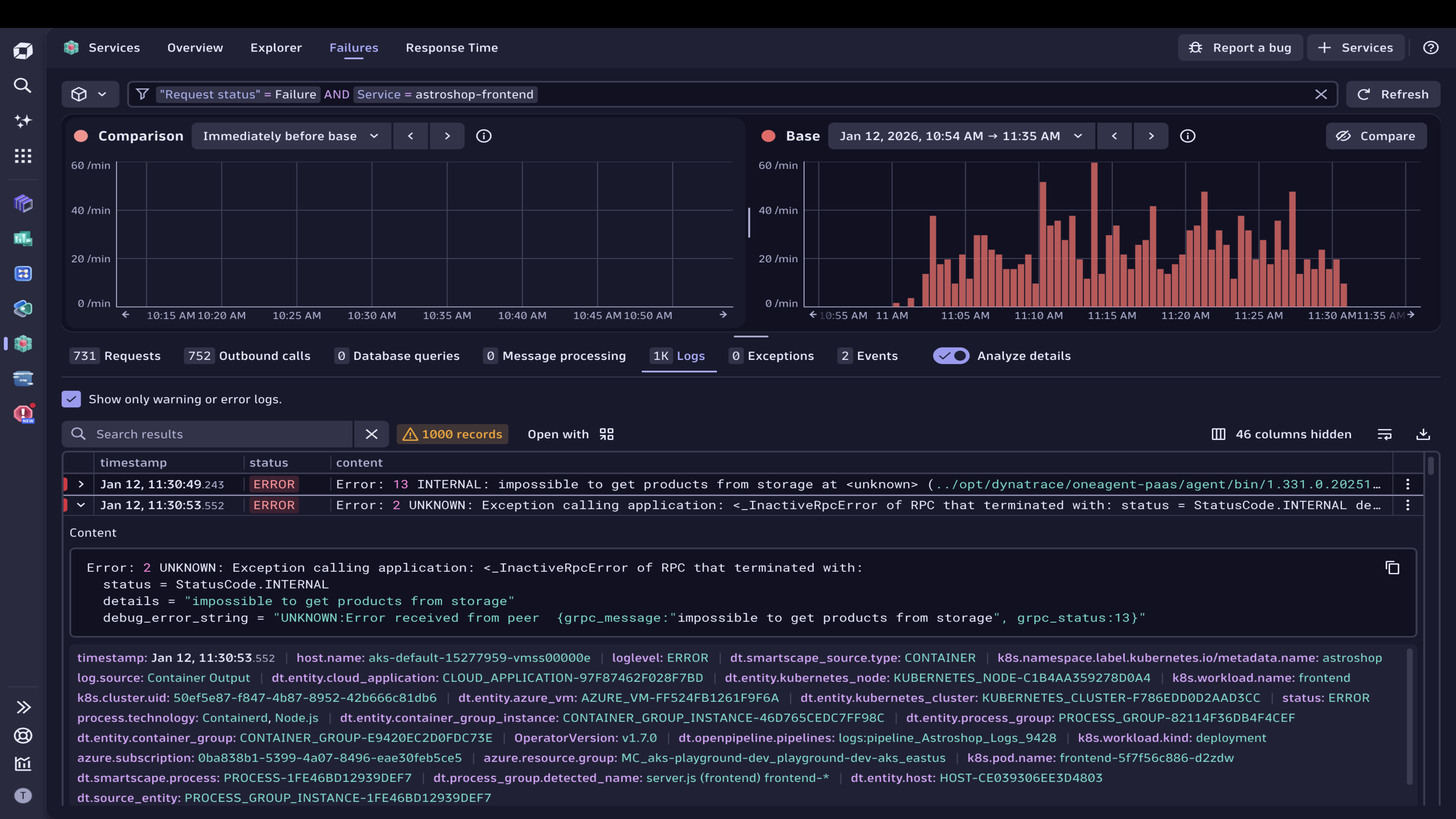 Contextualized log insights at scale- automatically correlated with traces, exceptions, and performance data for faster troubleshooting.