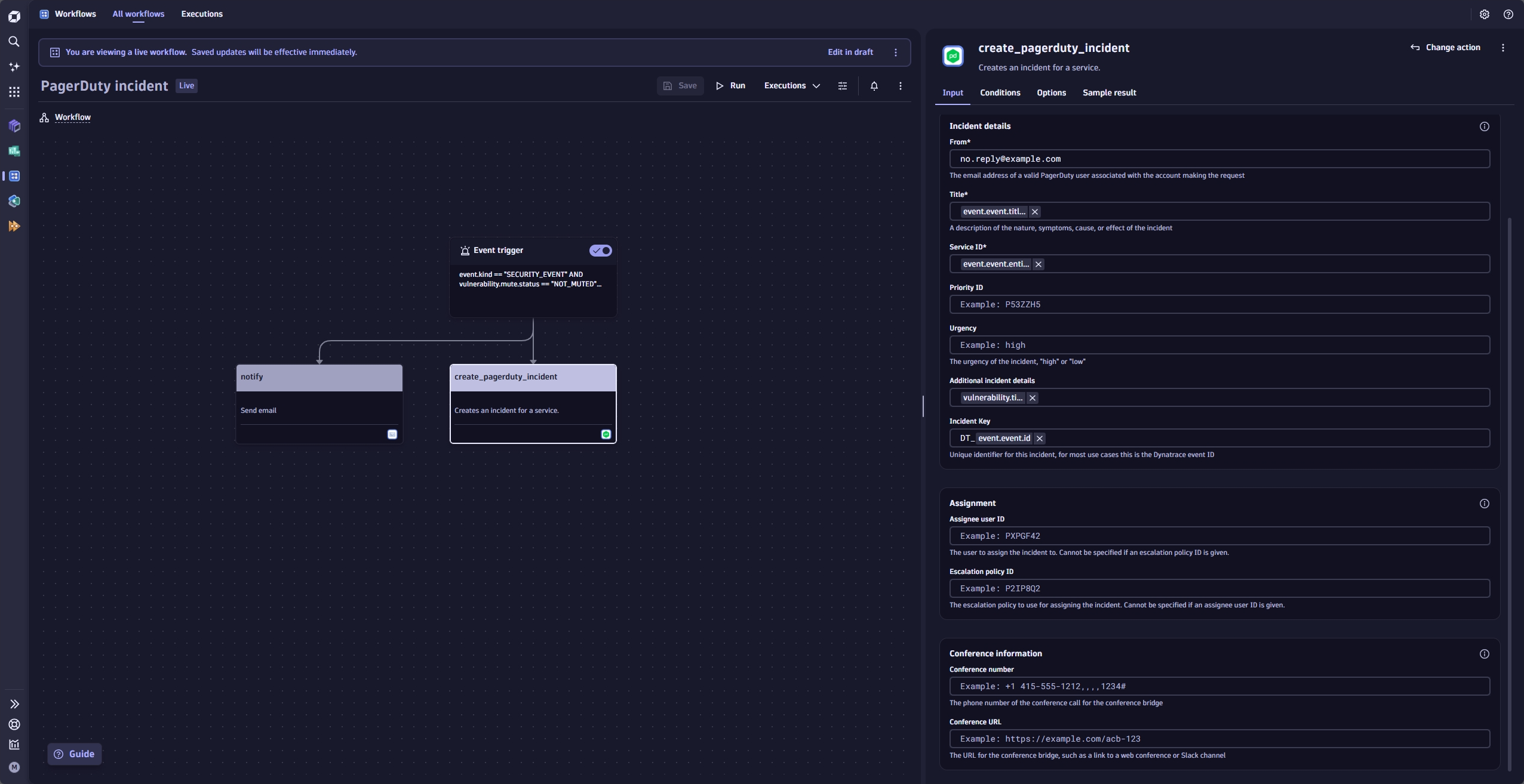 Create Pagerduty incident and notification