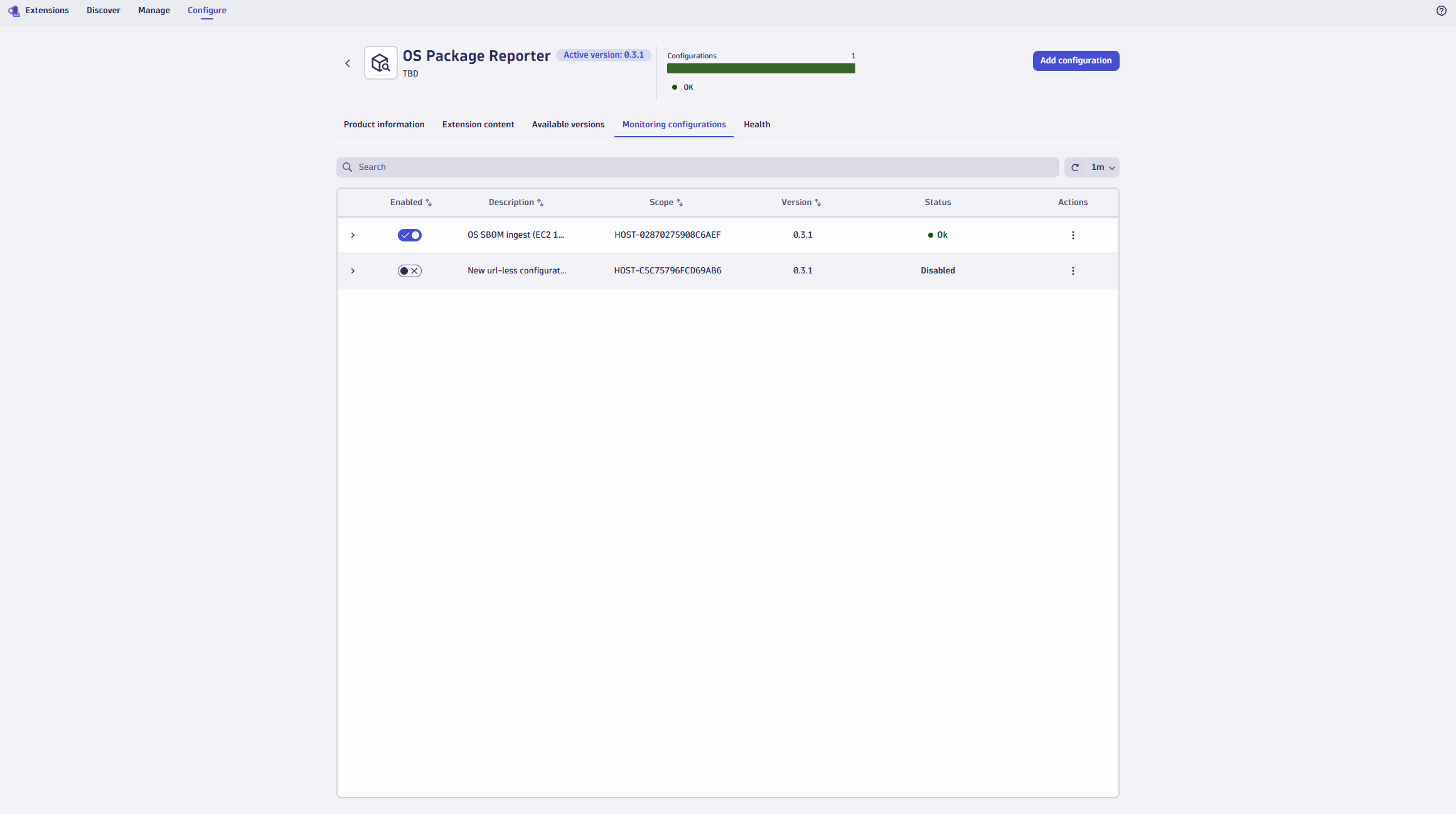Configure your extension to allow for OS package reporting.