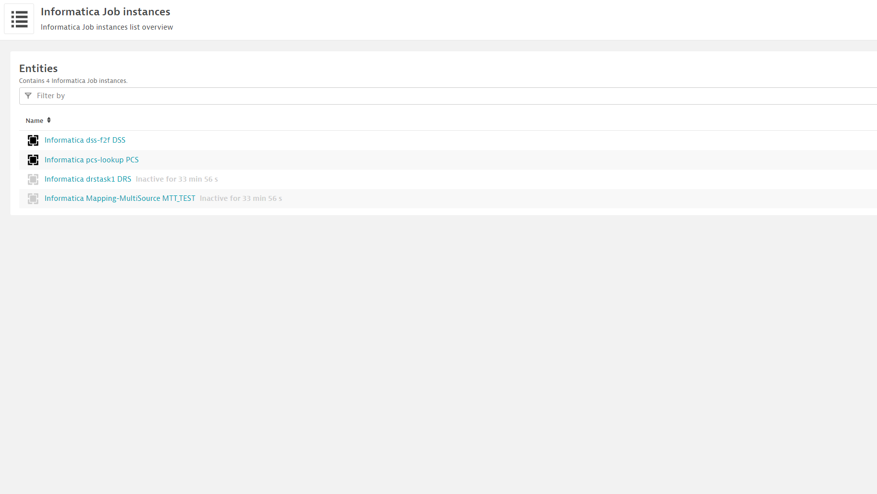 Informatica Job Entities