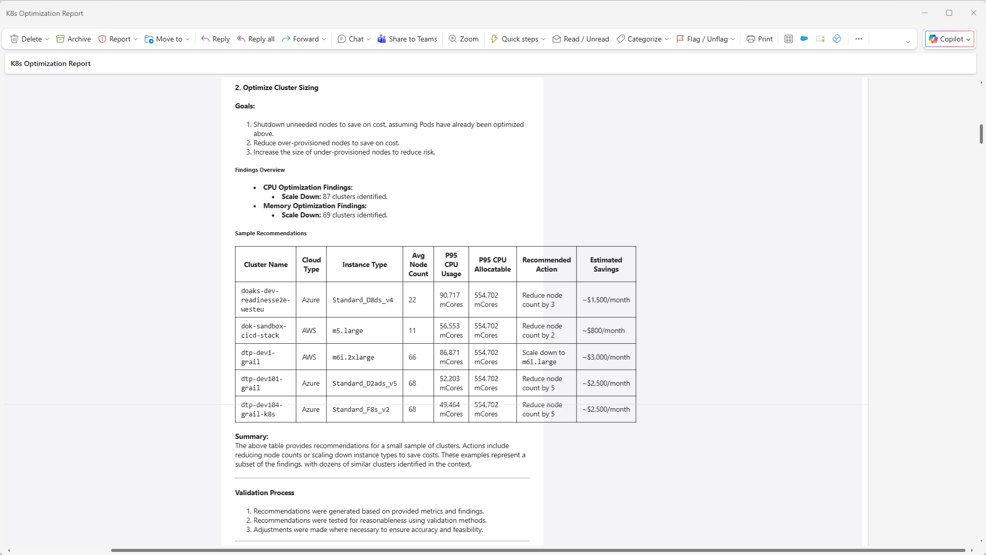 The Infrastructure Optimization Agent also provides cost-optimization suggestions to help drive savings without affecting performance.