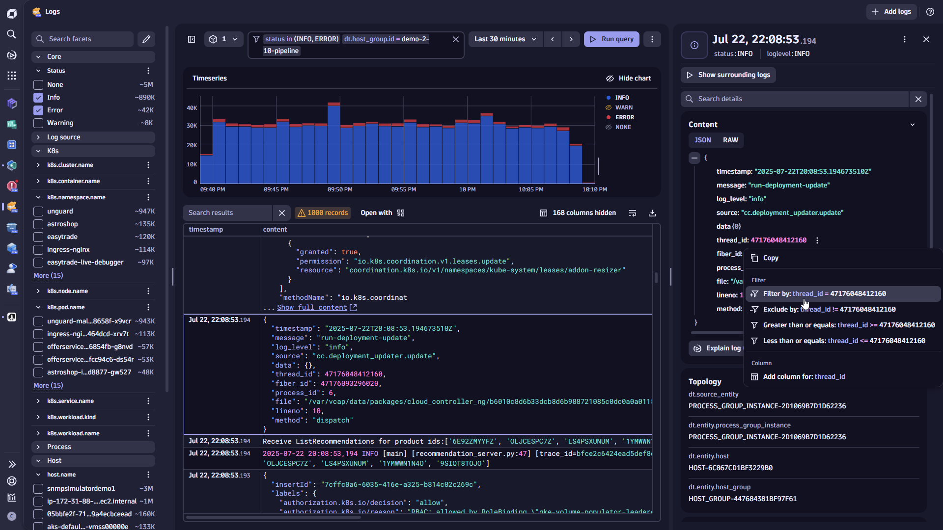 Use the Dynatrace Logs app to explore Akamai logs