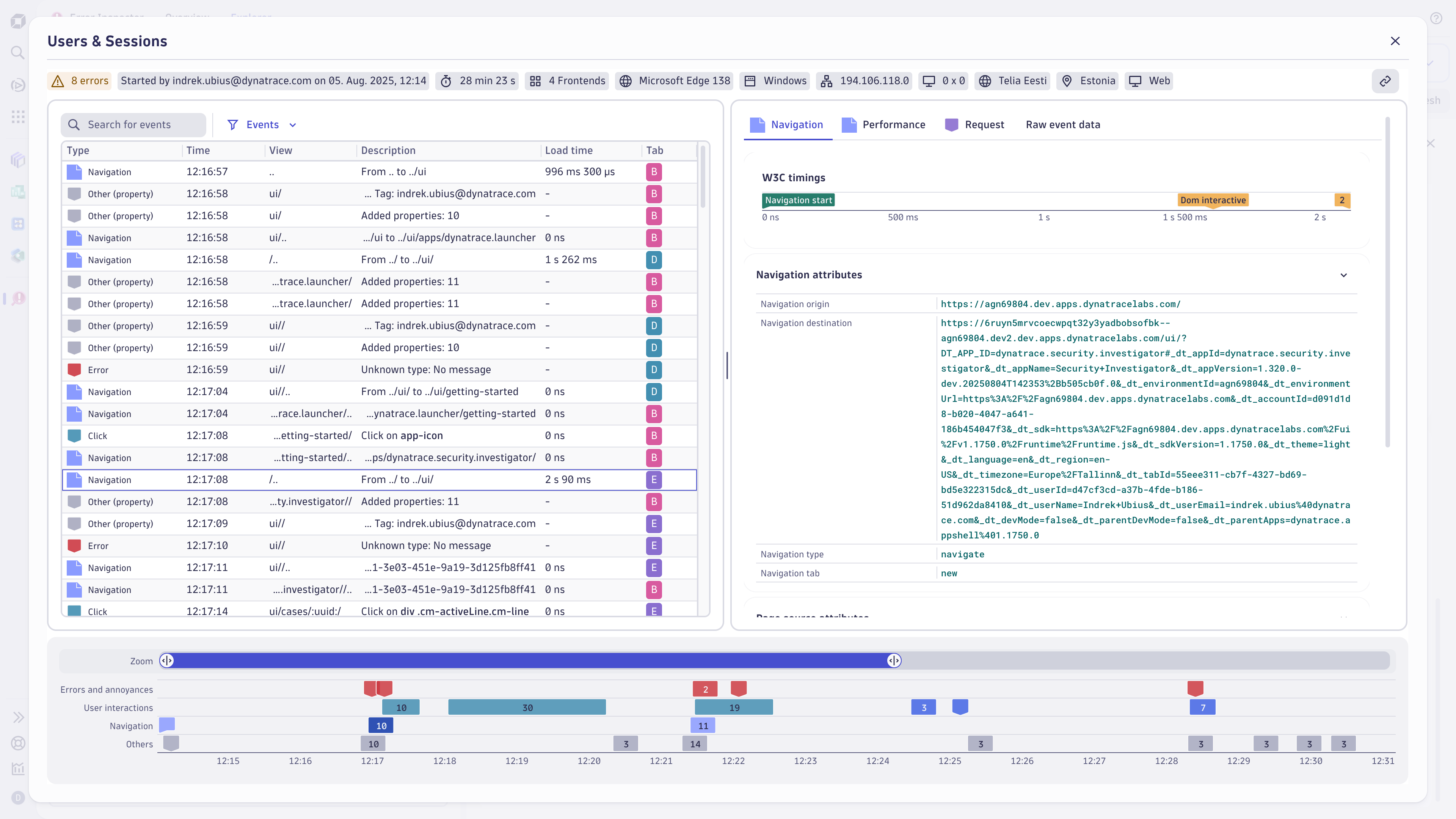 Extend contextual insights into the user session to understand exactly what led to the error.