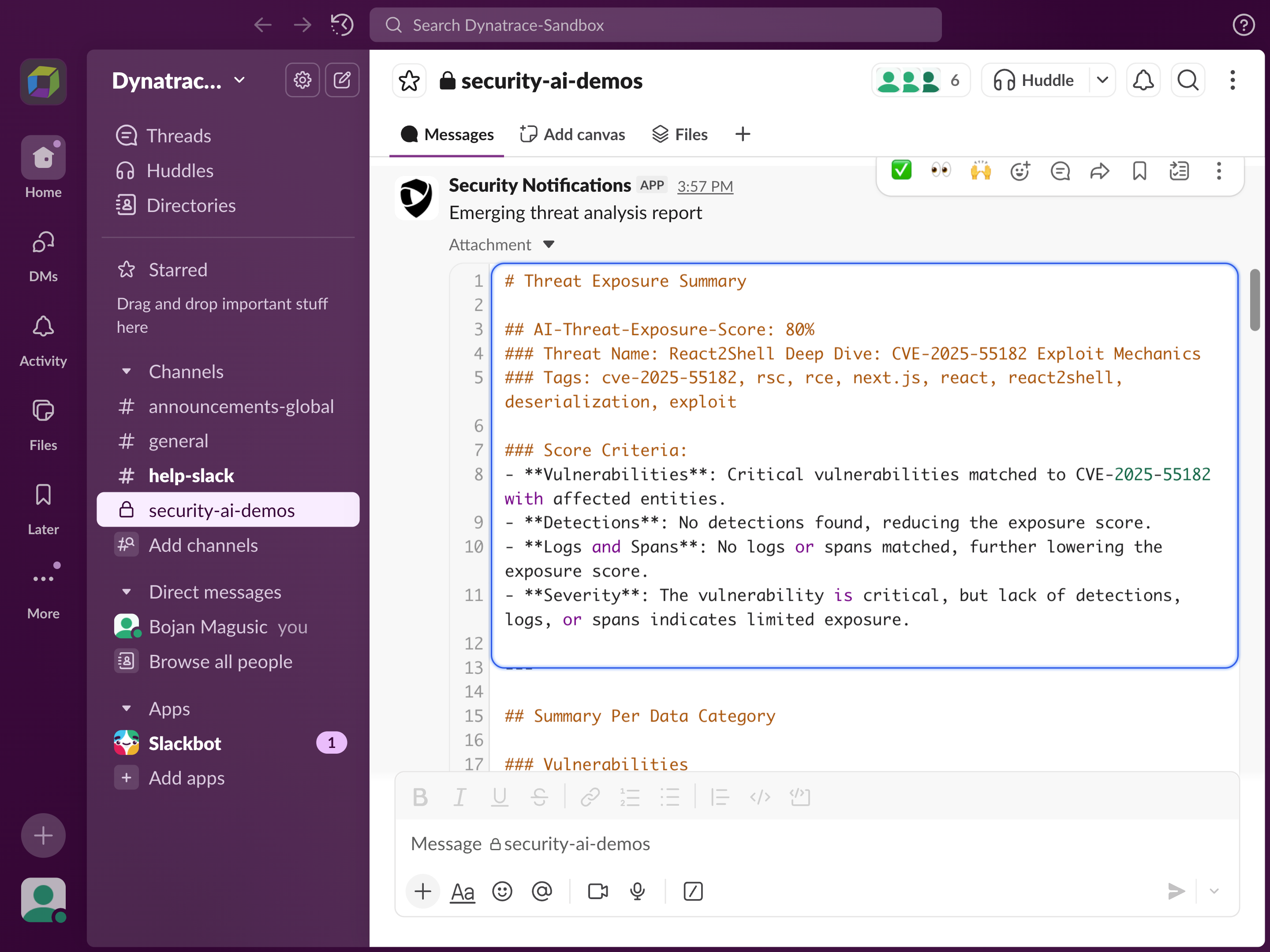 Summary of the emerging threats analysis.