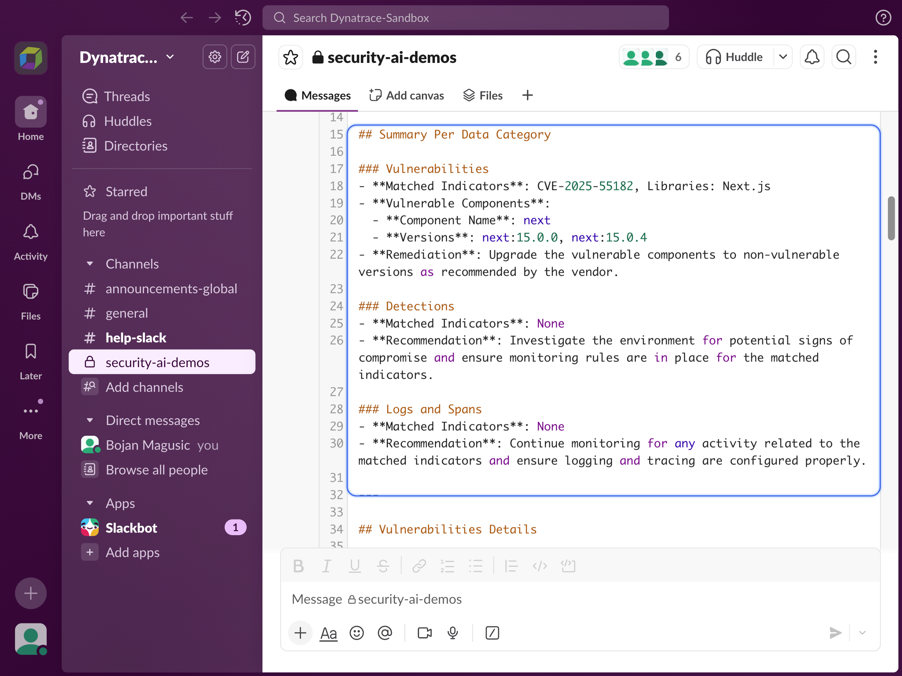 Summary of emerging threats by category.